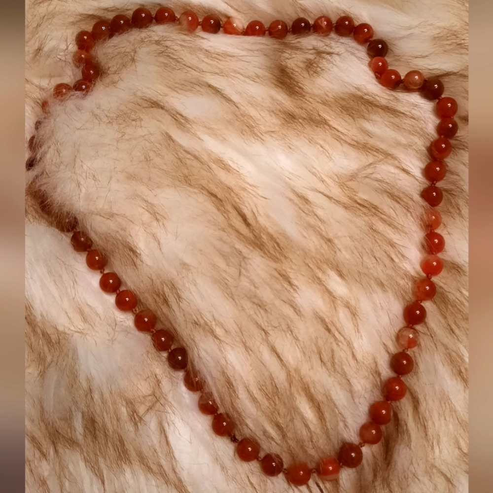 25 inch Red Cracked Chalcedony hand-knotted necklace